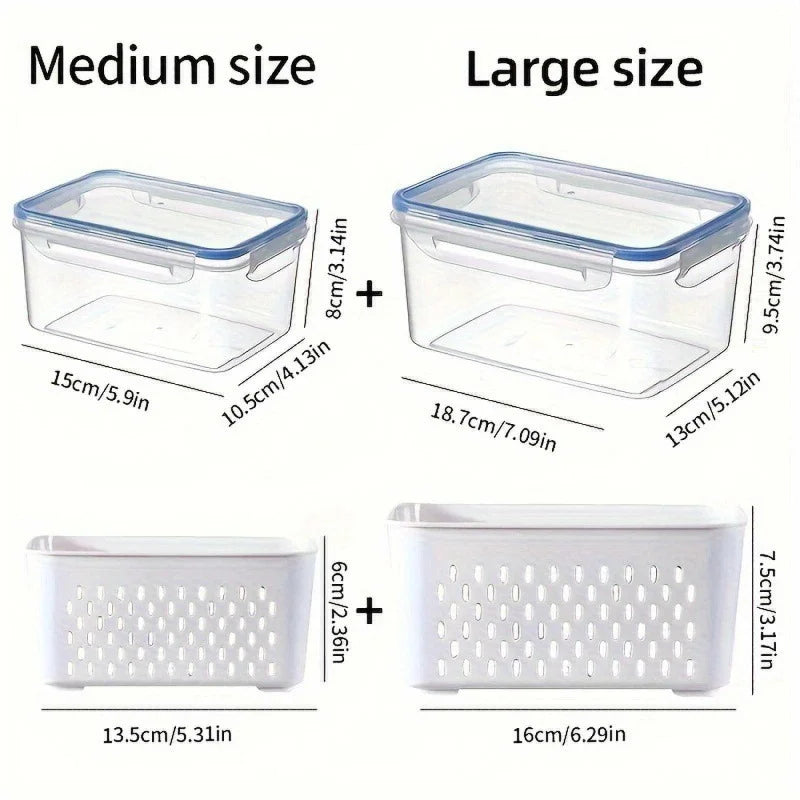 Fruit Storage Containers with Colander Lids (4-Pack) – Fridge Organizer & Fresh Produce Keeper
