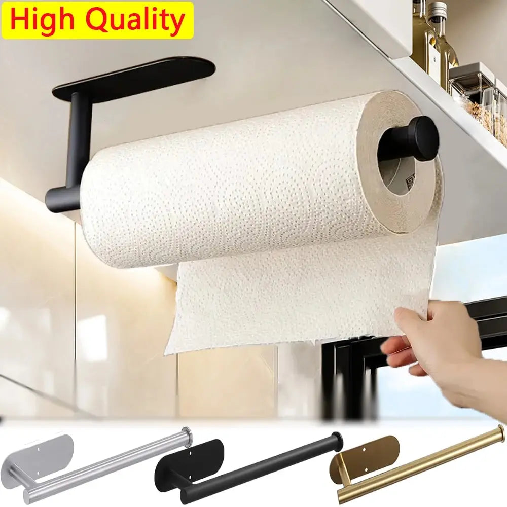 Under Cabinet Paper Towel Holder – No Drill, Self-Adhesive Wall Mount for Kitchen