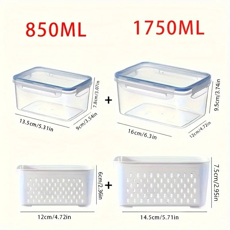 Fruit Storage Containers with Colander Lids (4-Pack) – Fridge Organizer & Fresh Produce Keeper